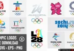 Complete collection of Olympic Games vector logos from 2008 to 2028 including Milano-Cortina 2026 and LA 2028
