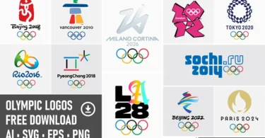 Complete collection of Olympic Games vector logos from 2008 to 2028 including Milano-Cortina 2026 and LA 2028