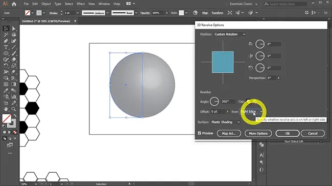 Revolve settings dialog box