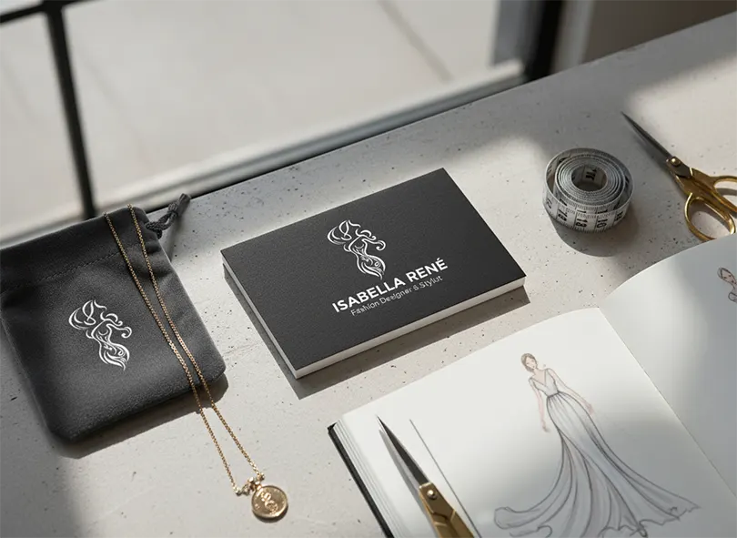 Creative Fashion Logo Design – Luxury Woman Silhouette (Gold, Black & White) - Image 6